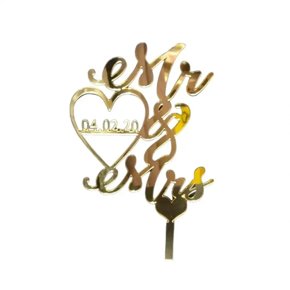 Mr and Mrs Wedding Date Cake Topper