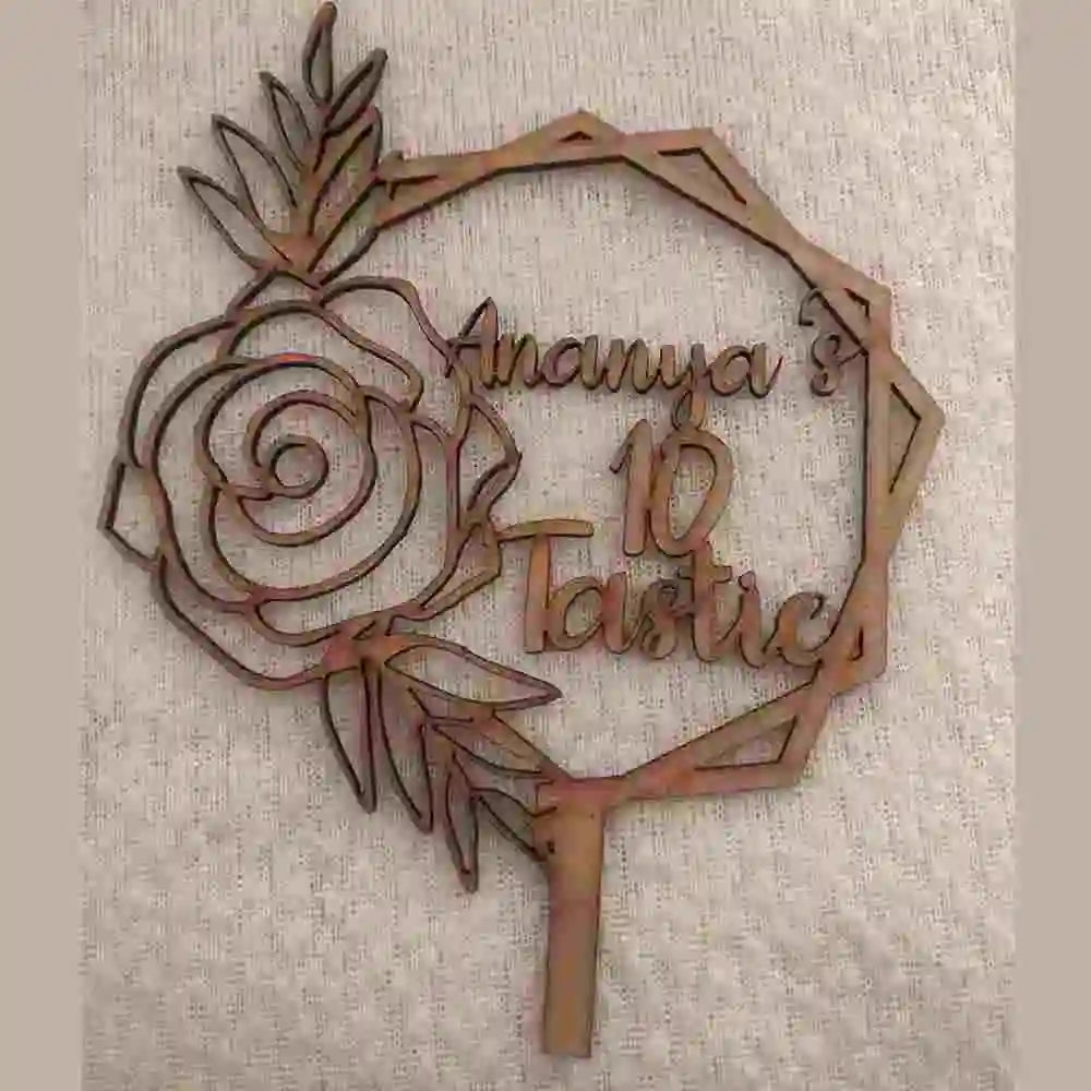 Rustic MDF Birthday Personalized Cake Topper