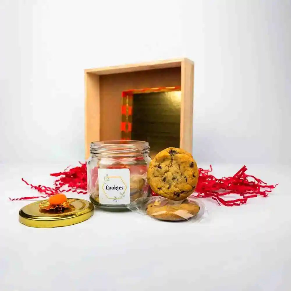 Elegant gift box of chocolate chip cookies