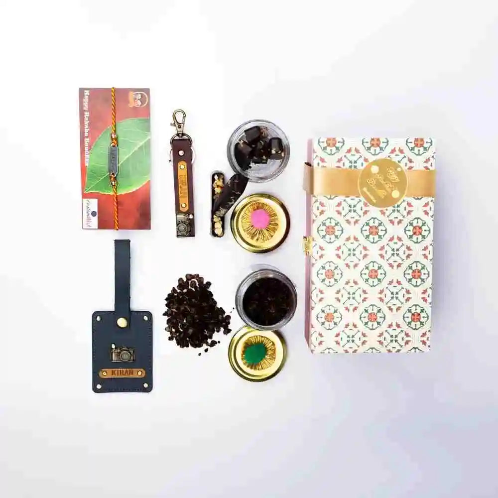 Shop Brother Rakhi Hamper with Custom Keychain Box