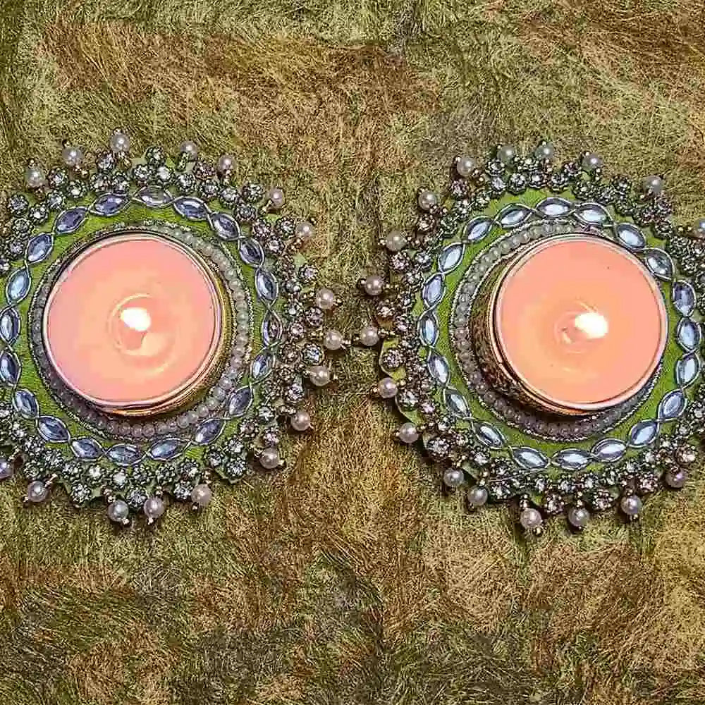 Polki T-Light Holder Set Perfect for Diwali Celebration