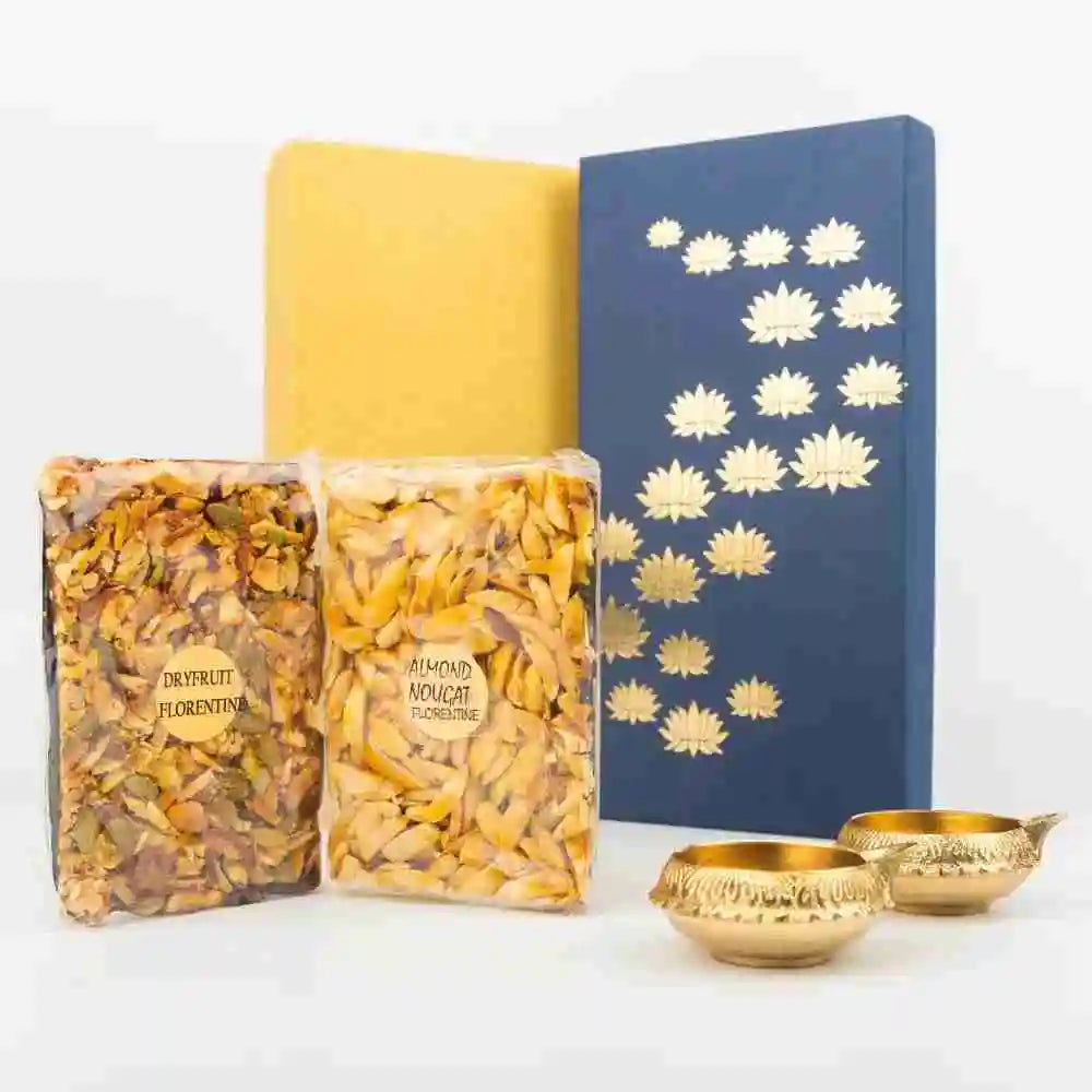 Dry Fruit Delicacy and Brass Diya Hamper for Corporate
