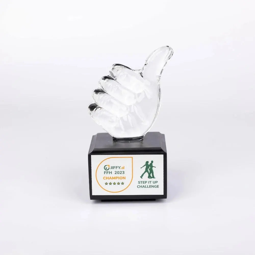 Thumbs Up Crystal Trophy