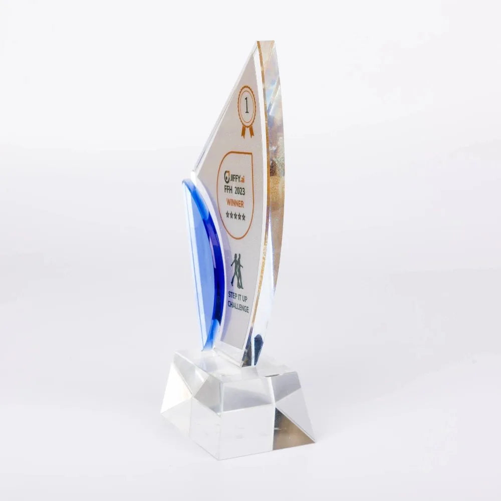Blue Edge Curved Trophy