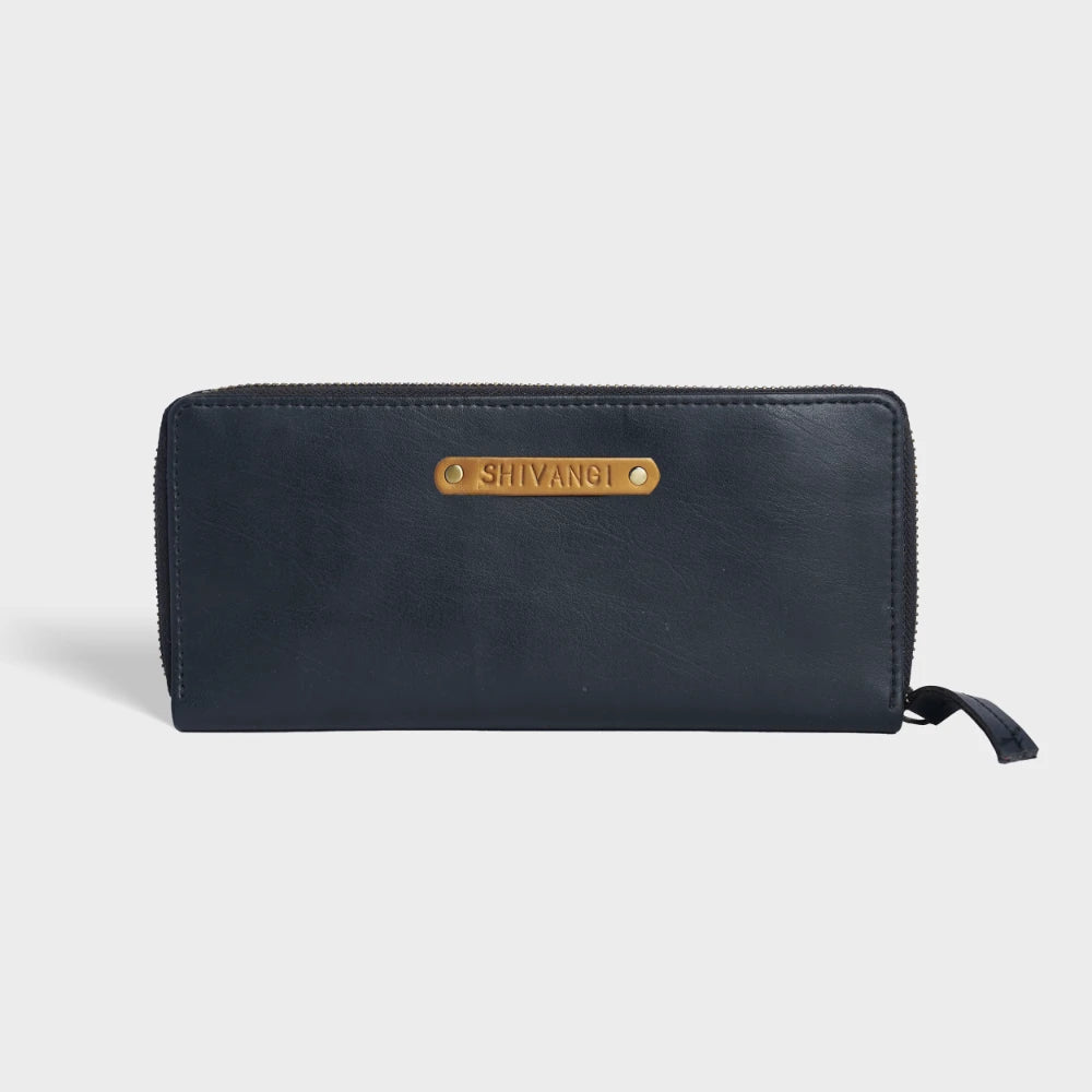 Buy Jet Black Personalized RFID Women's Wallet Online