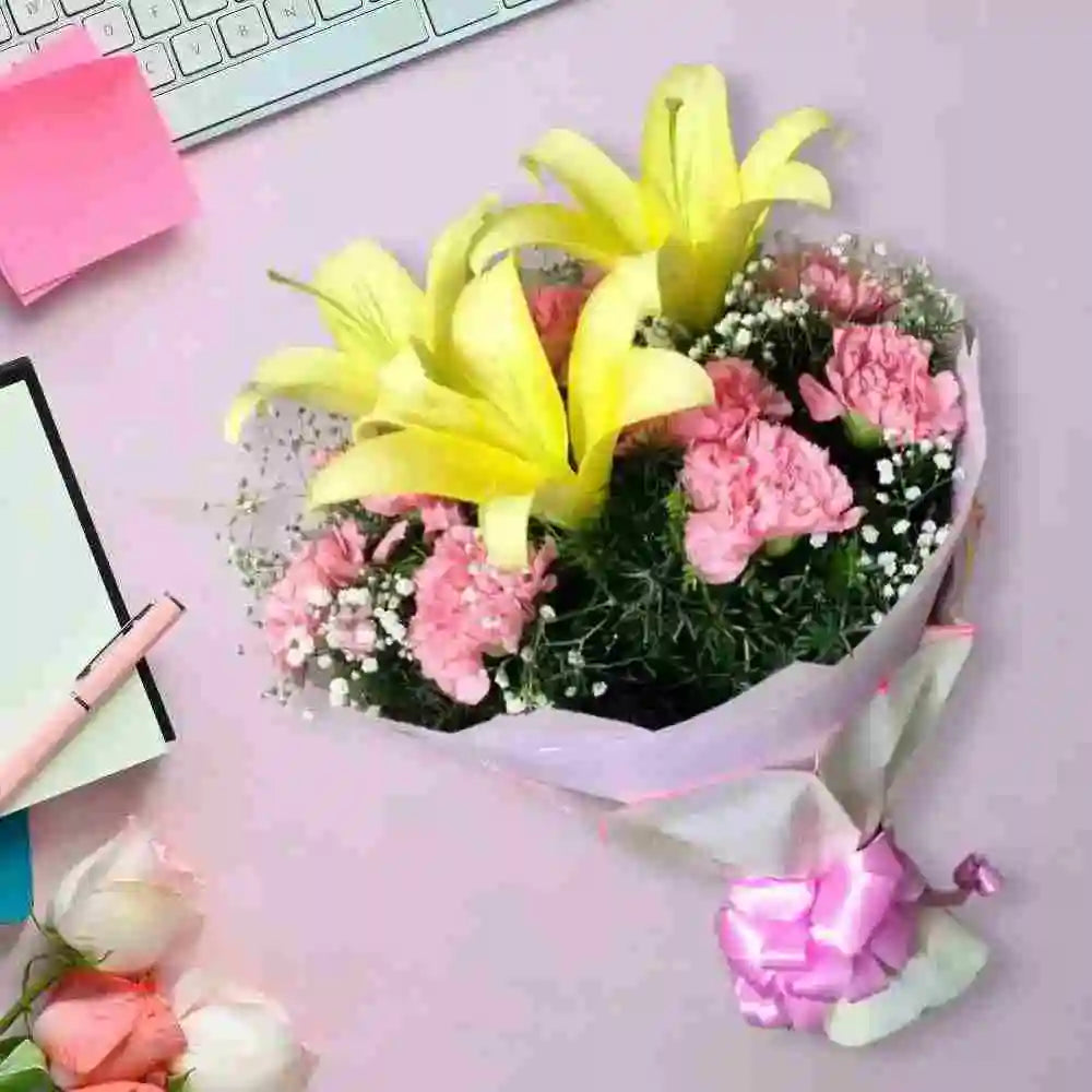 Buy lily and carnation bouquet online
