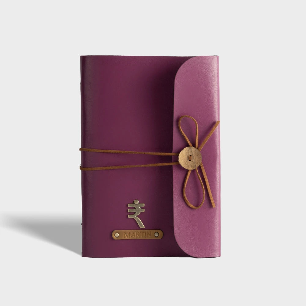 Custom name on vegan leather A5 notebook