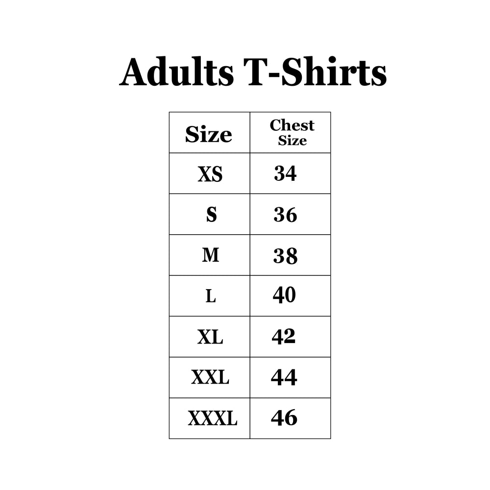 Stylish Love-Themed T-Shirt for Him & Her Size Chart