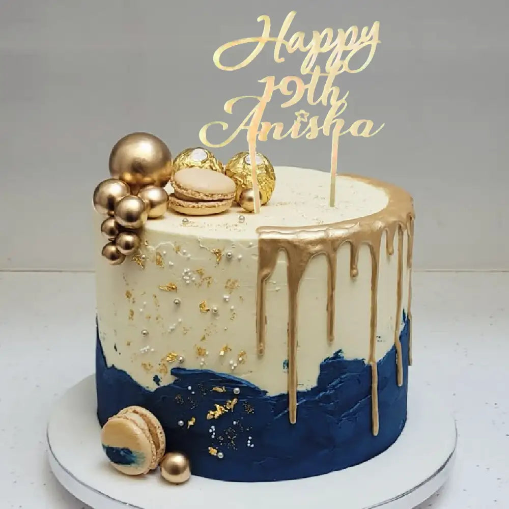 Happy Birthday Name And Age Cake Topper