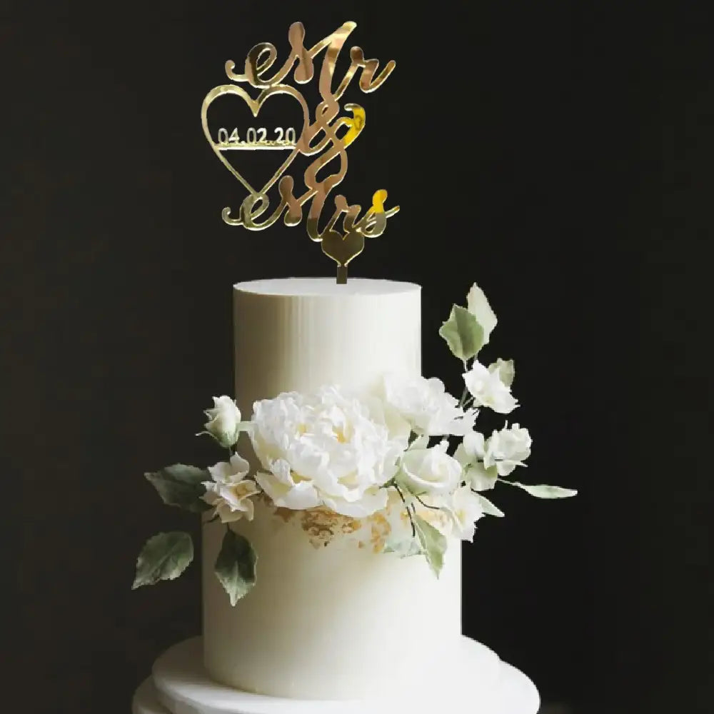 Mr and Mrs Wedding Date Cake Topper