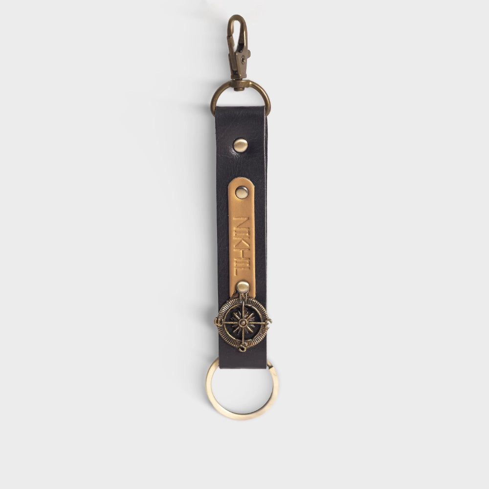 Buy Black Engraved Vegan Leather Keychain Online