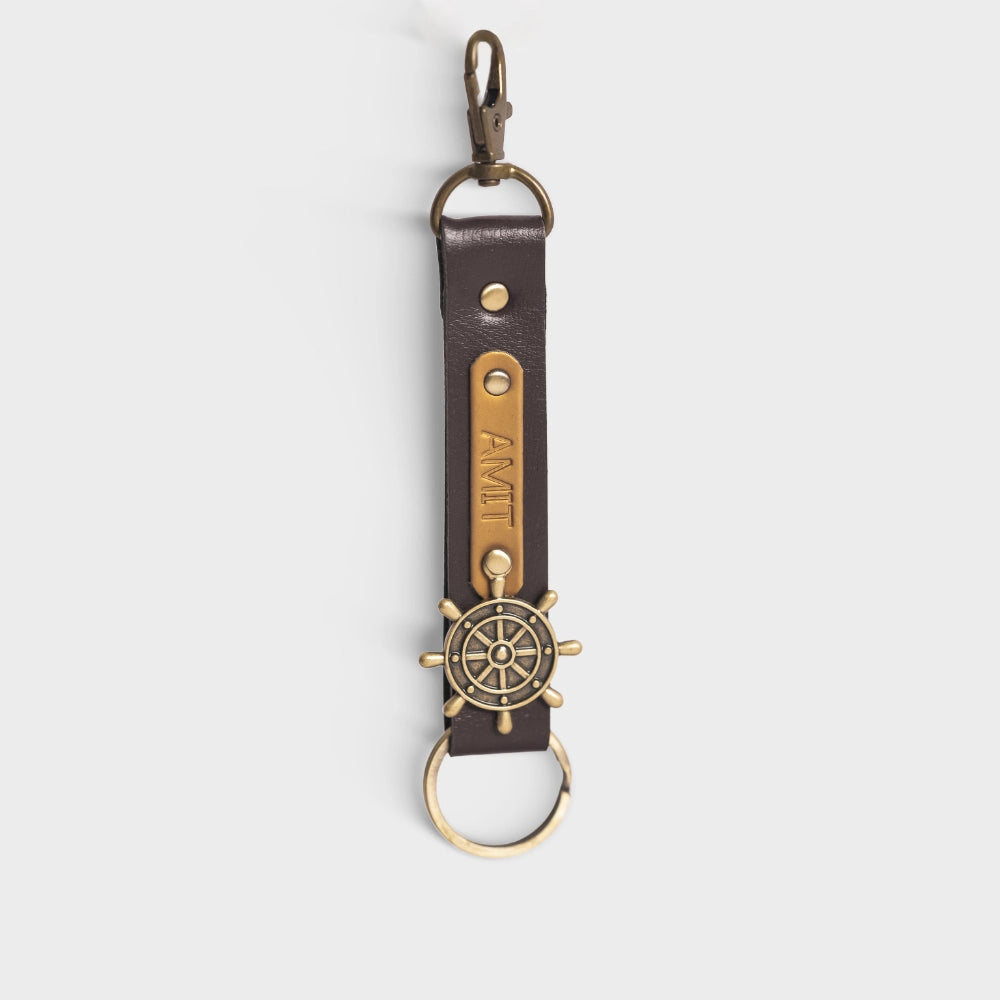 Buy Brown Personalized Vegan Leather Keychain Online