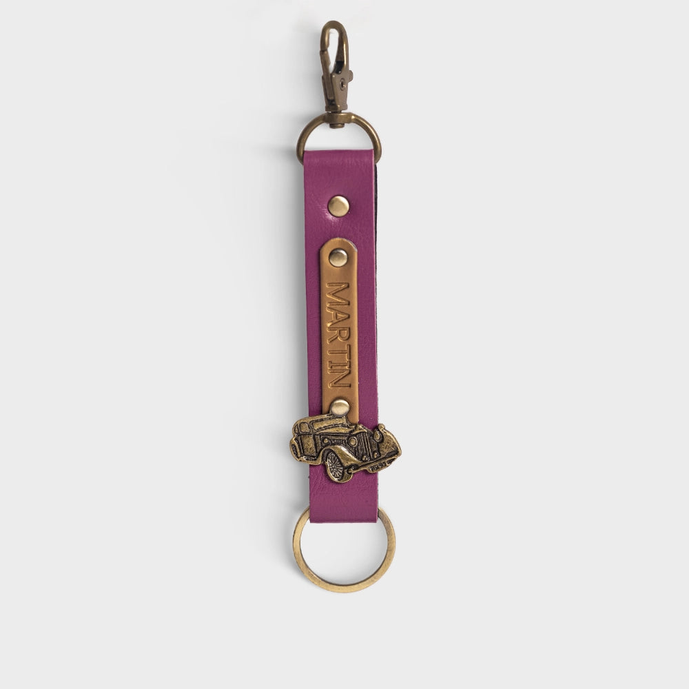 Buy Purple Personalized Vegan Leather Keychain Online
