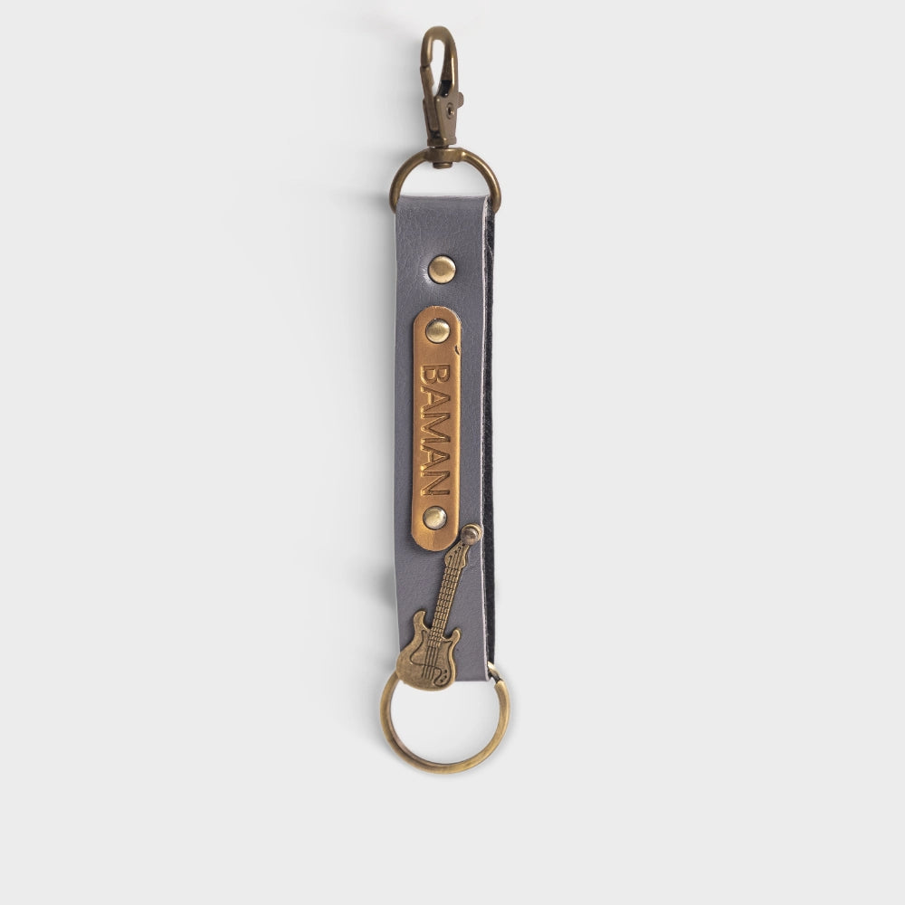 Buy Grey Engraved Vegan Leather Keychain Online India