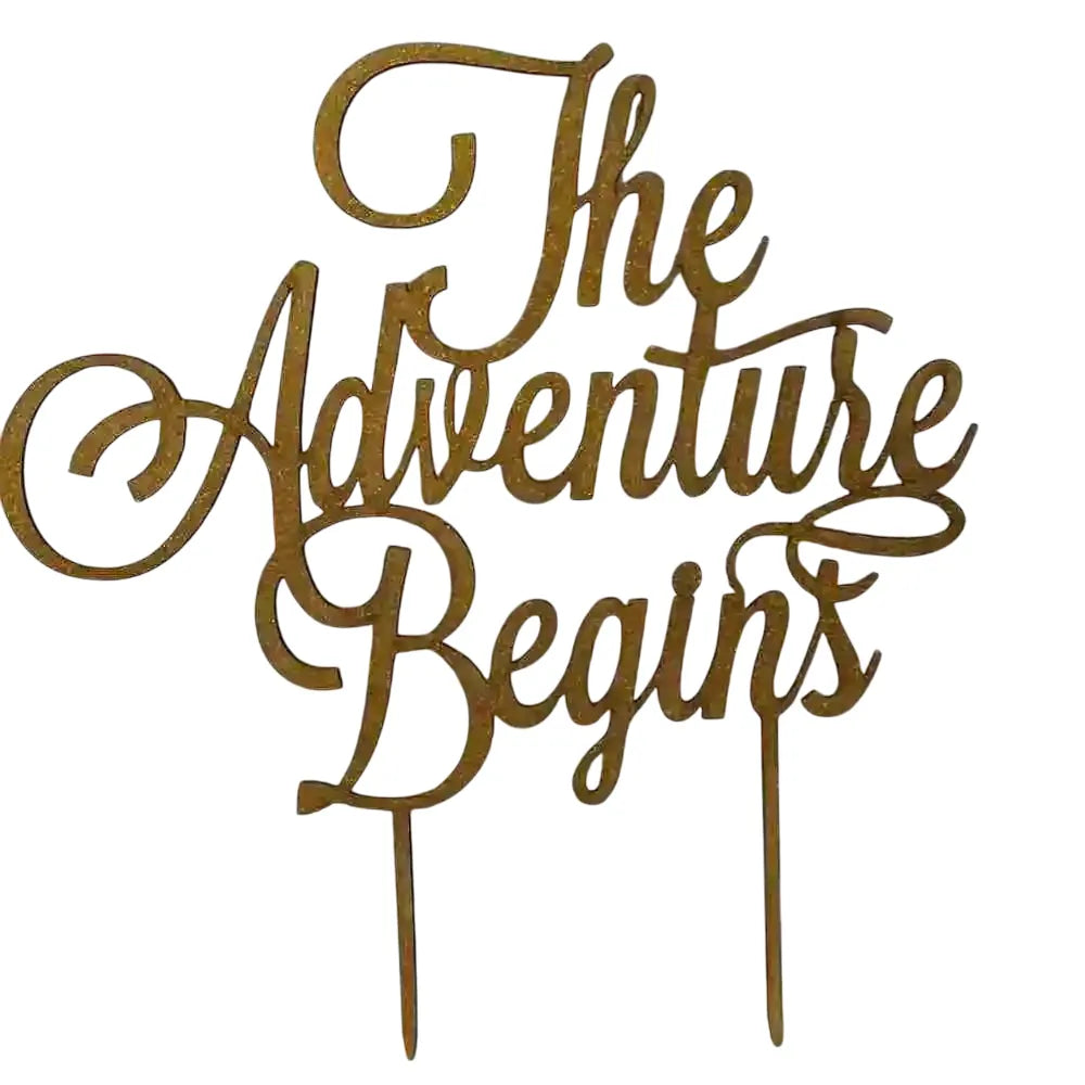 MDF The Adventure Begins Cake Topper