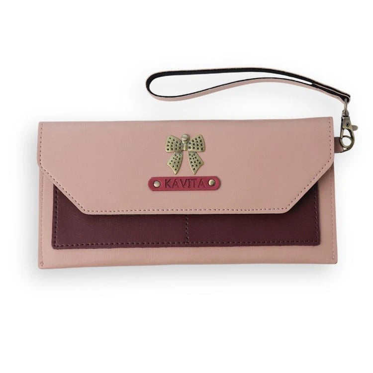 Baby Pink/Wine Personalized Dual Tone Women’s Wallet