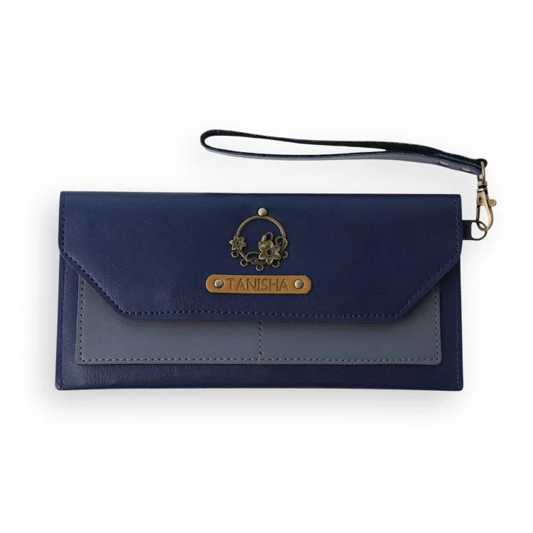 Blue/Grey Personalized Dual Tone Women’s Wallet