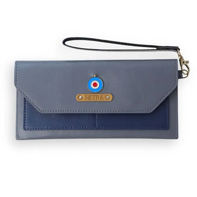 Grey/Blue Personalized Dual Tone Women’s Wallet
