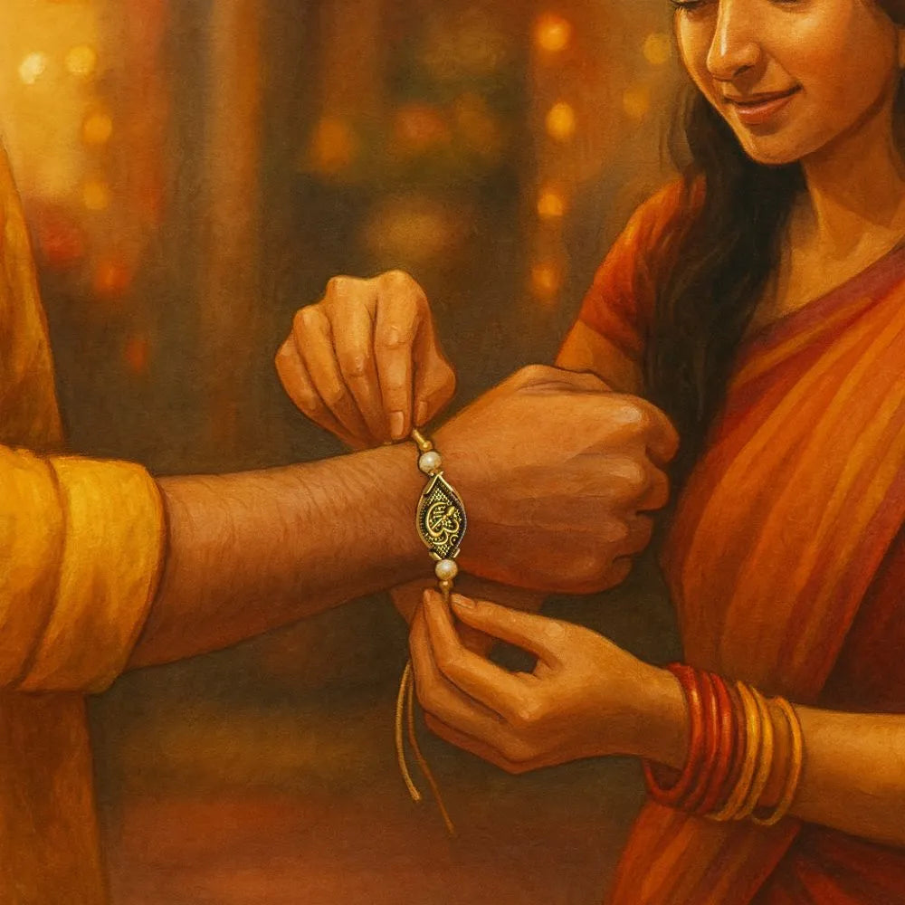 Elegant Golden Aum Rakhi