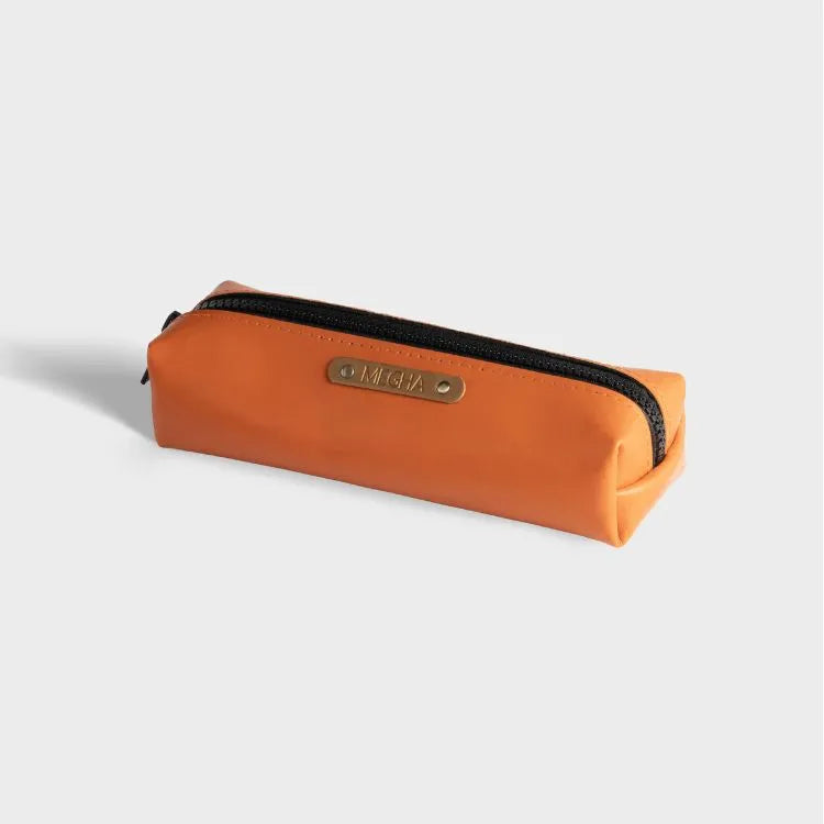 Buy Orange Personalized Vegan Leather Pencil Pouch