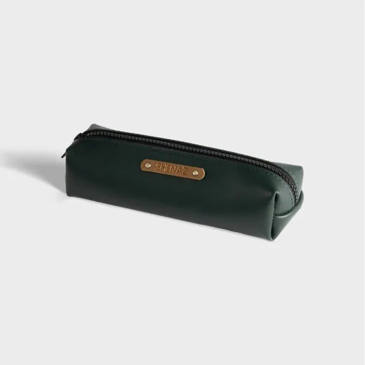 Buy Green Personalized Vegan Leather Pencil Pouch