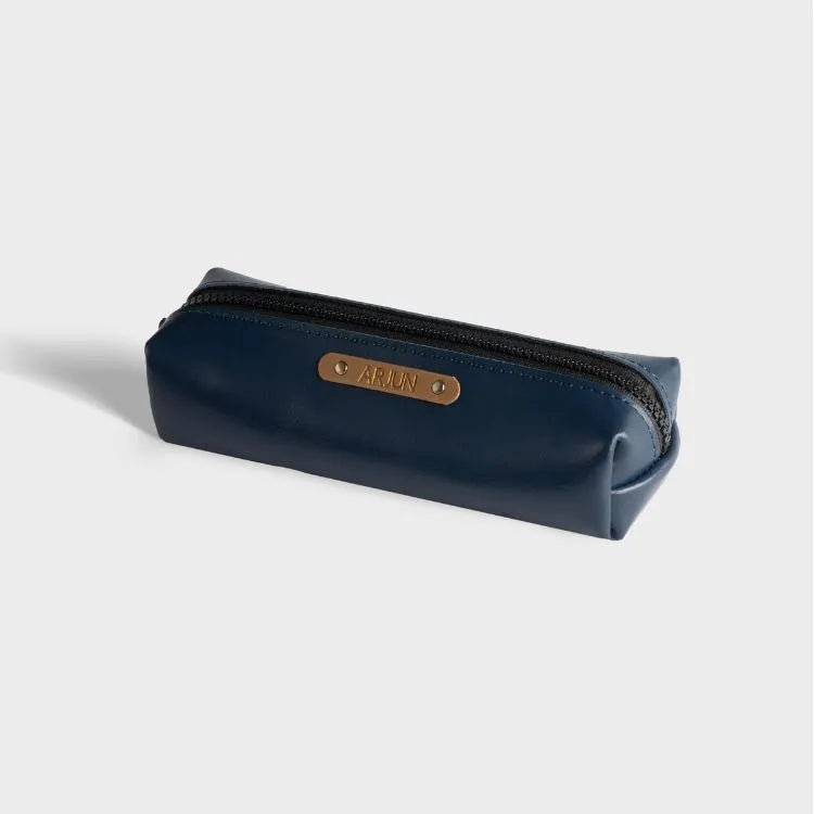 Buy Blue Personalized Vegan Leather Pencil Pouch