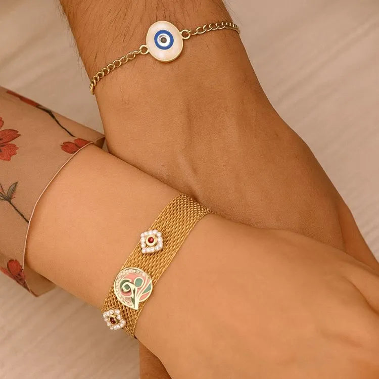 Shop evil eye rakhi with stone lumba bracelet