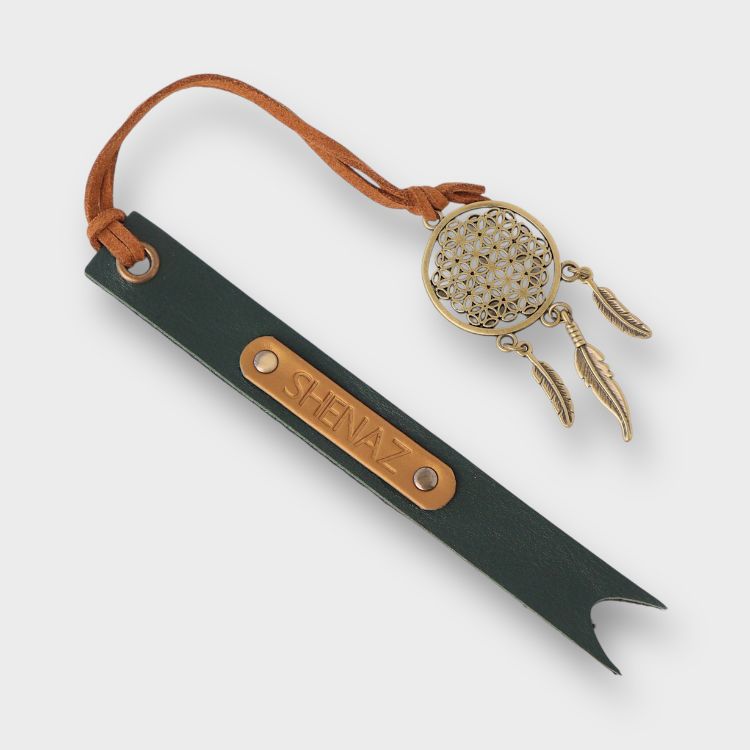 Buy Green Personalized Vegan Leather Bookmark Online