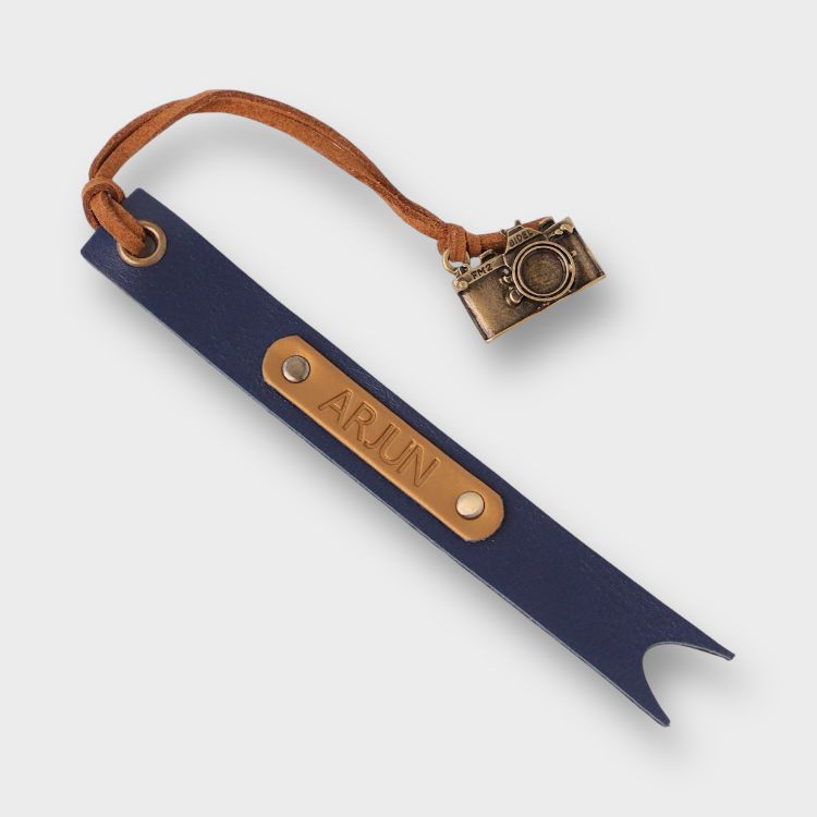 Buy Blue Personalized Vegan Leather Bookmark Online