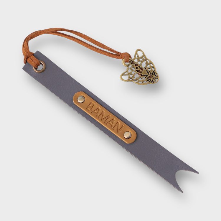 Buy Grey Personalized Vegan Leather Bookmark Online