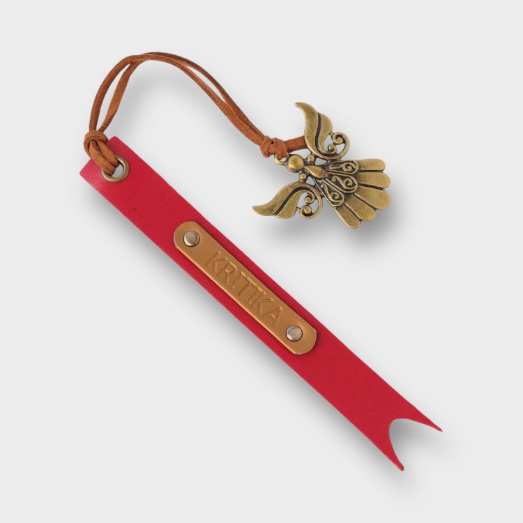 Buy Red Personalized Vegan Leather Bookmark Online