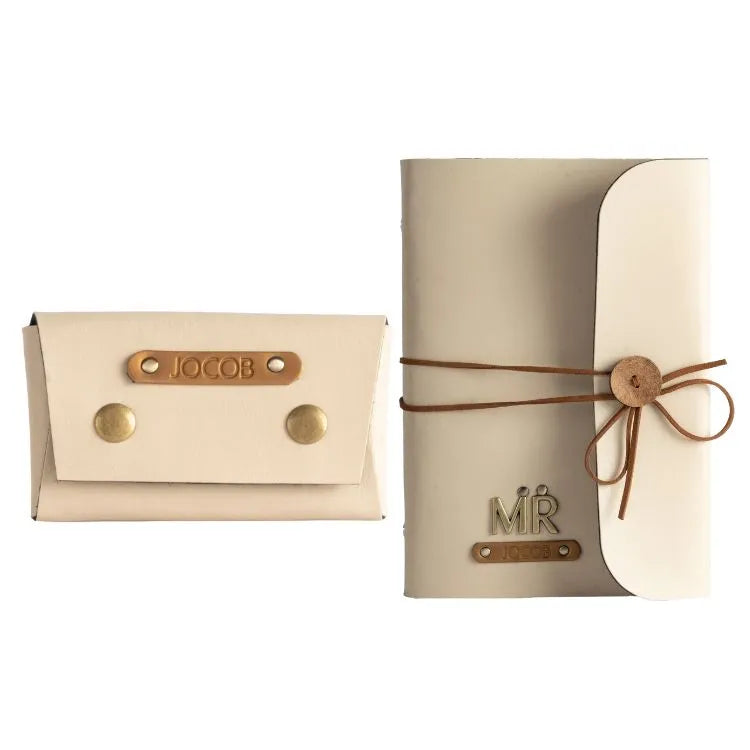 Personalized A5 Vegan Leather Diary and Visiting Card Holder