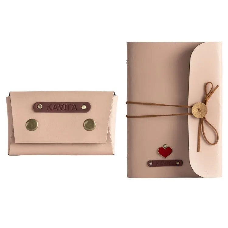 Personalized A5 Vegan Leather Diary and Visiting Card Holder