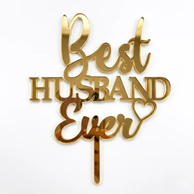 Shop Gold Acrylic Best Husband Cake Topper for Birthday