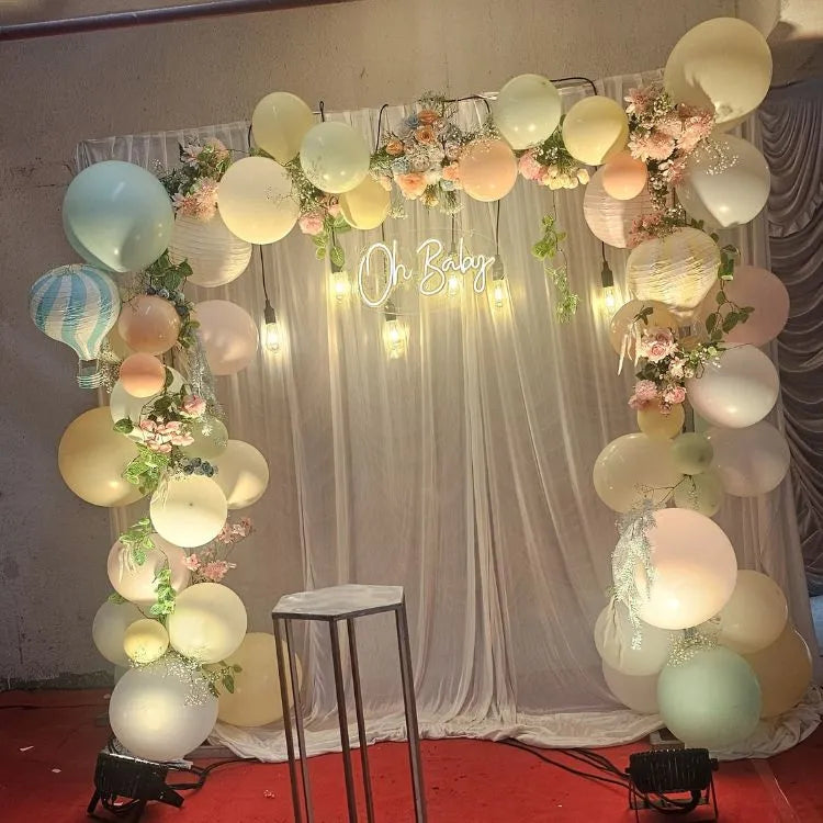Baby Shower Floral Balloon Decor Oh Baby Neon Light