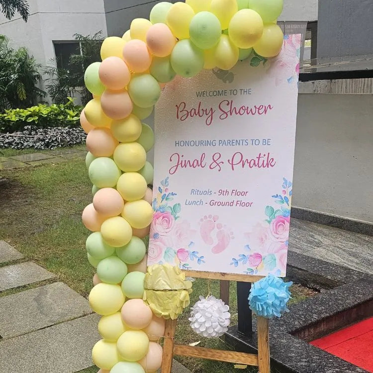 Baby Shower Floral Balloon Decor Welcome Board
