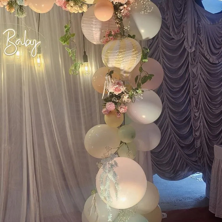 Elegant Baby Shower Backdrop Floral Balloon Decor