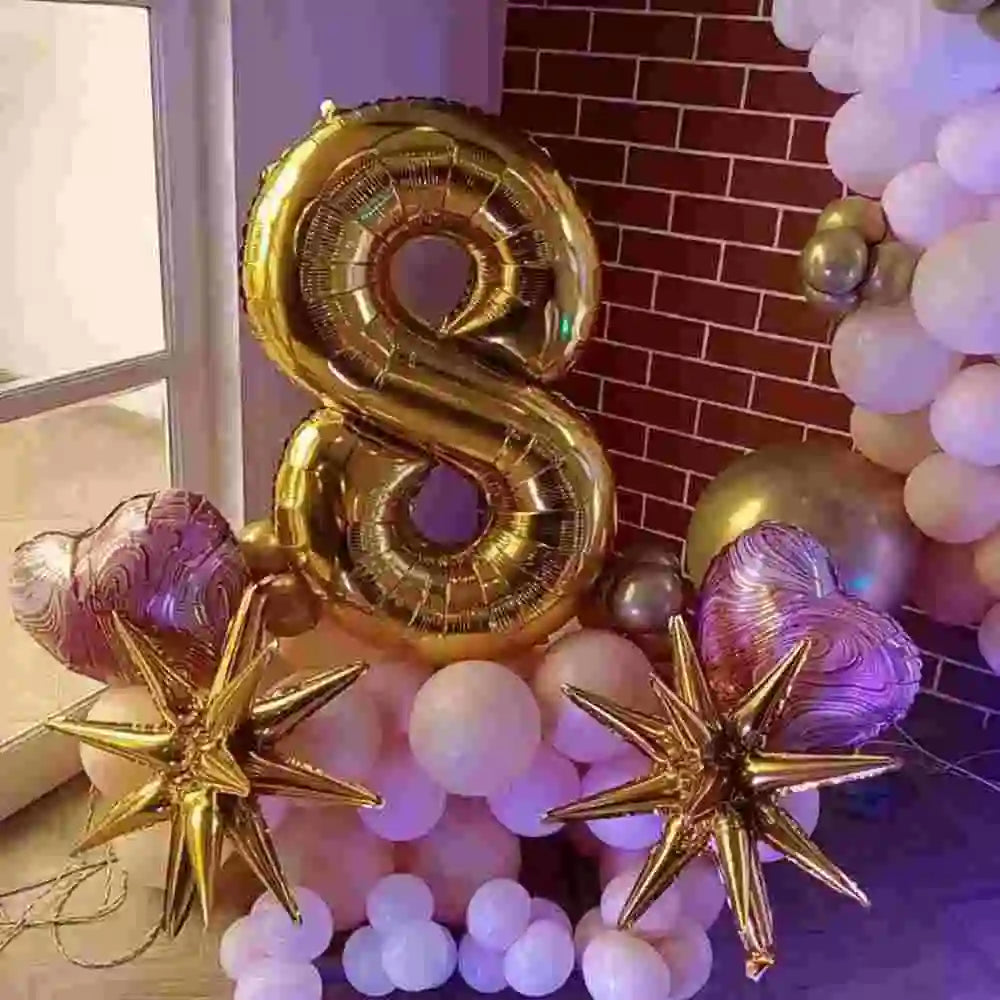Pastel Gold Birthday Balloon Decor Elegant Backdrop