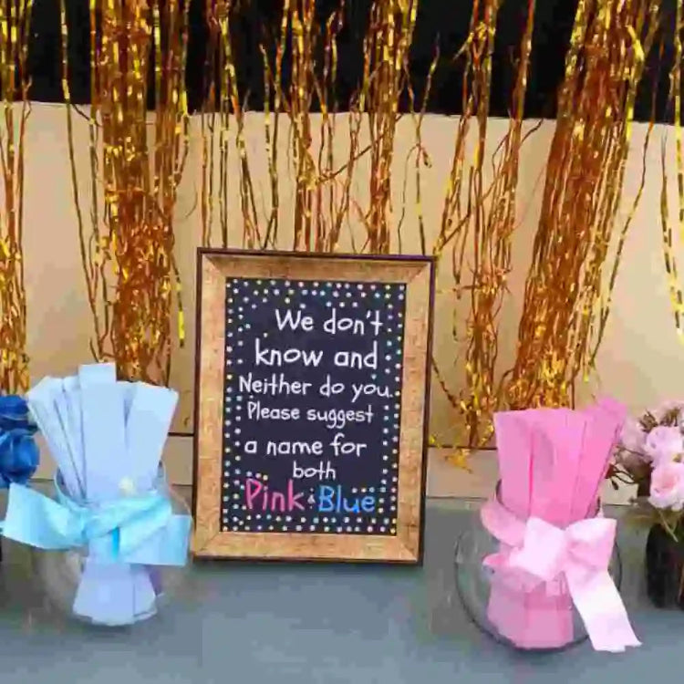 wooden finish baby shower backdrop with name board