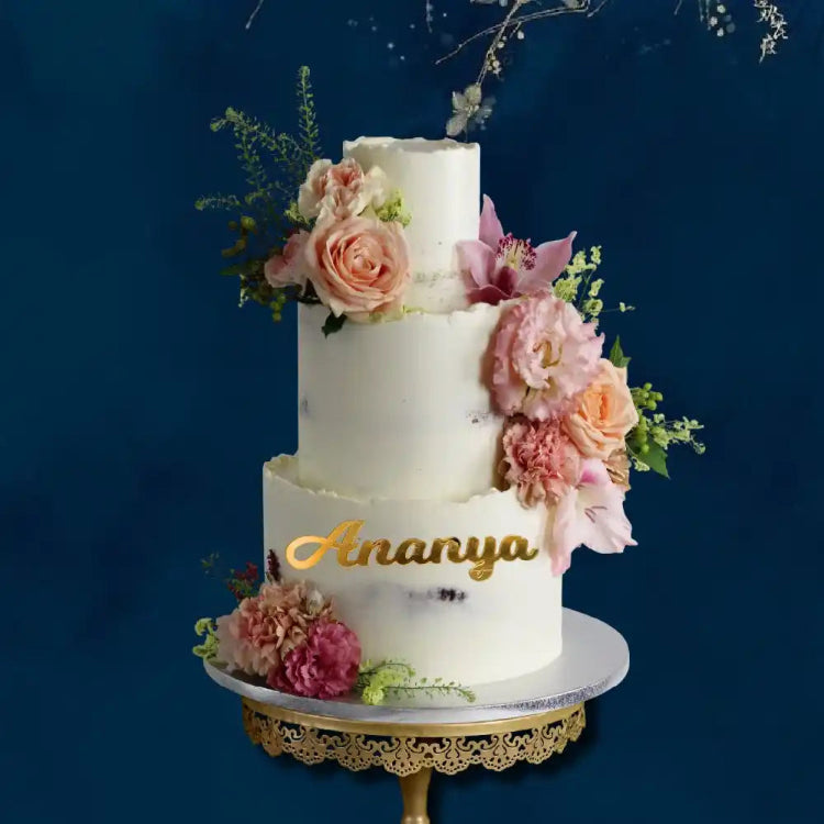 Buy Gold Personalized Name Cake Topper for Wedding Cakes