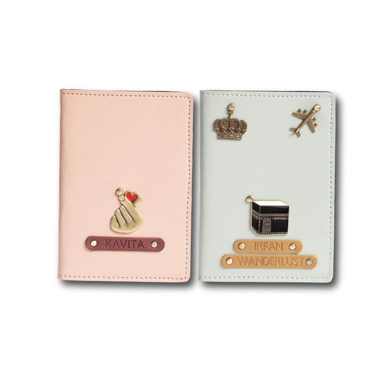 Buy baby pink and mint Personalised Passport Cover Set with custom charms