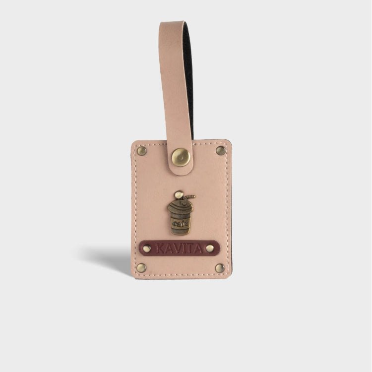 Get baby pink personalized luggage tag online with custom name and charm