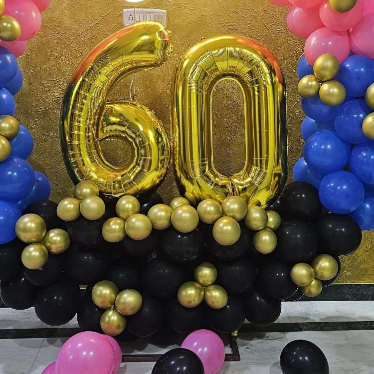 Get birthday balloon decoration at home with foil number balloon setup