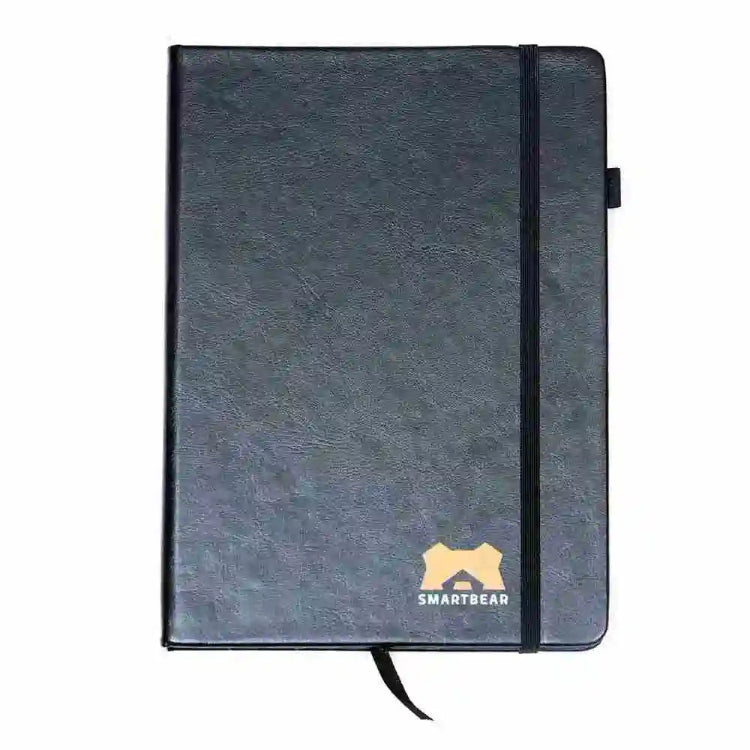 Order black Iscape faux leather notebook online with company logo printed