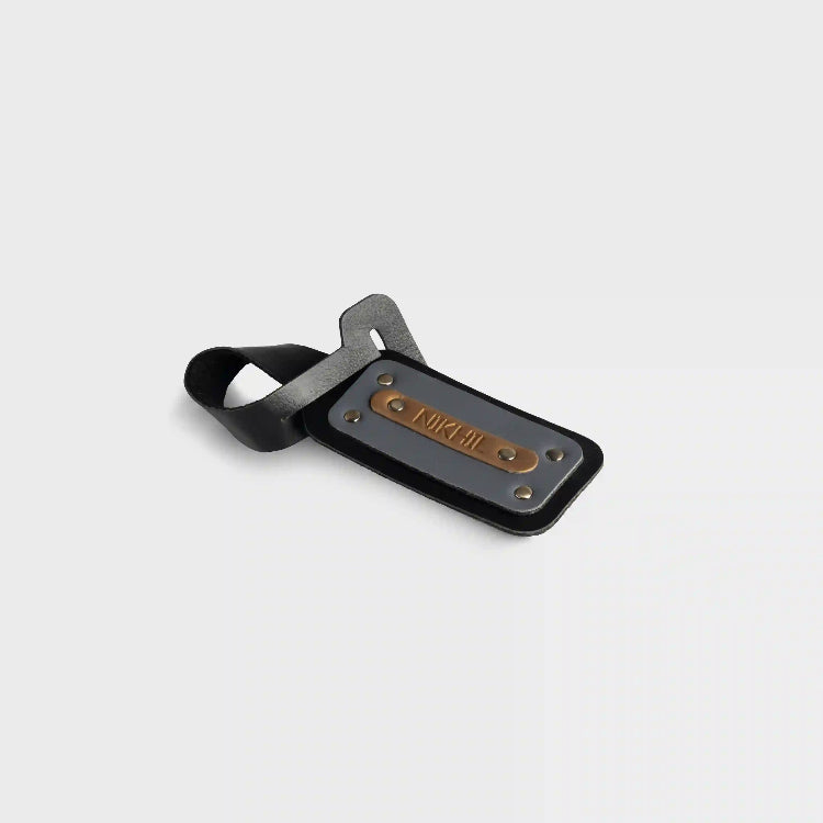 Buy black personalized mini bag tag with embossed name