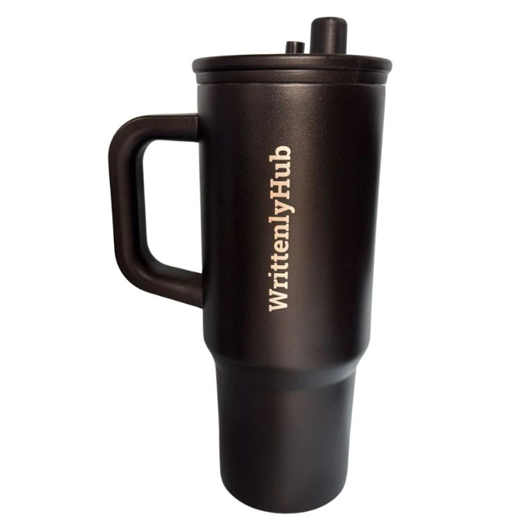 Get black stainless steel office tumbler with matching lid for corporate gifting