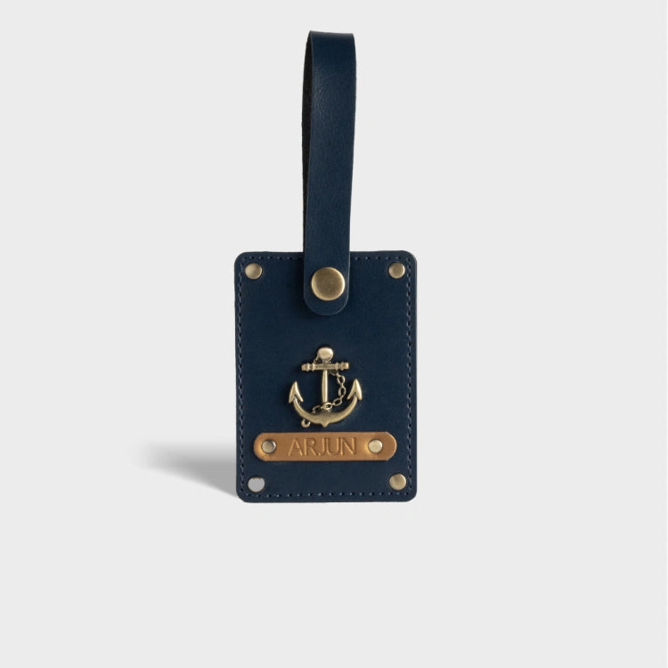 Order blue personalized luggage tag with custom name online