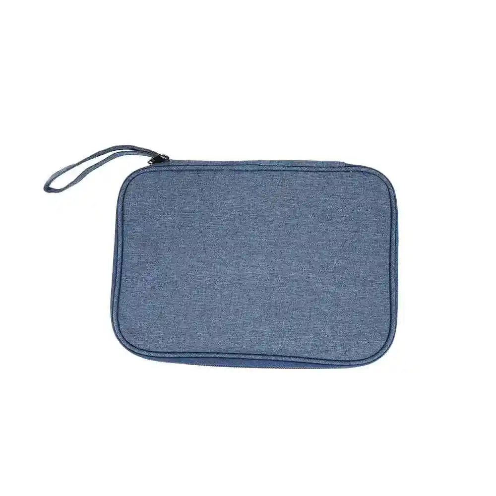 Shop blue travel pouch with water resistant design for organizing digital accessories