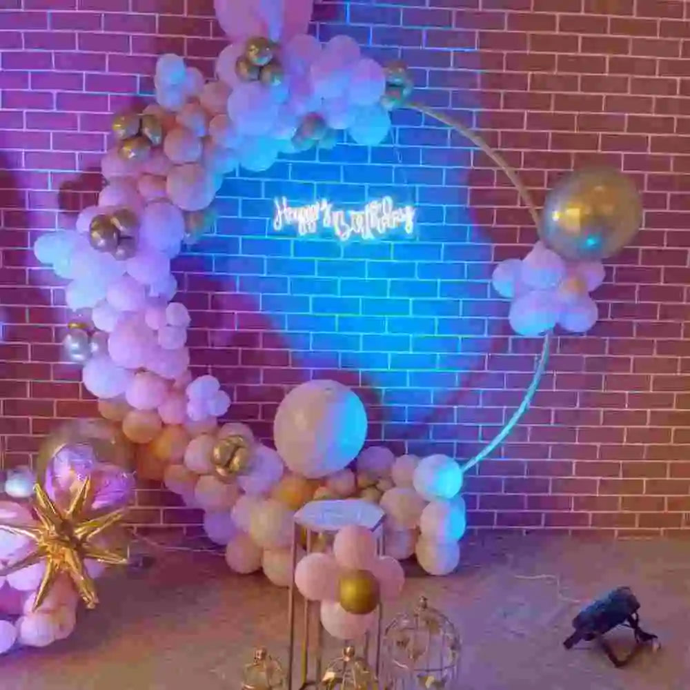 Pastel Gold Birthday Decoration Balloon Setup