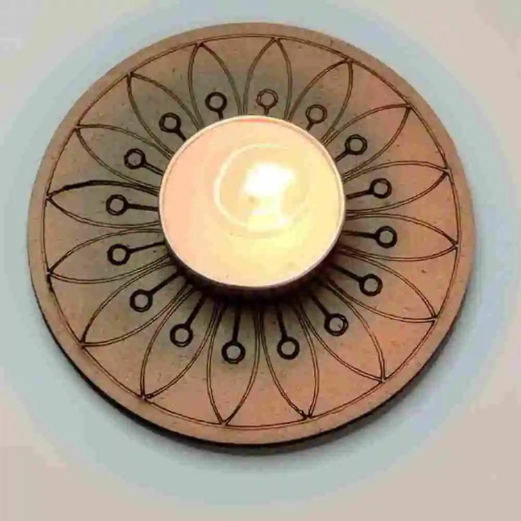 Shop brown designer floral MDF tea light holder for Diwali gifts and festive decoration